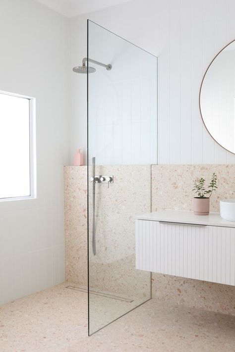 Terrazzo Bathroom, Block House, Bilik Air, Bathroom Ensuite, Interior Finishes, Suite Bathroom, Small Bathroom Makeover, Valley Road, Bathroom Design Inspiration