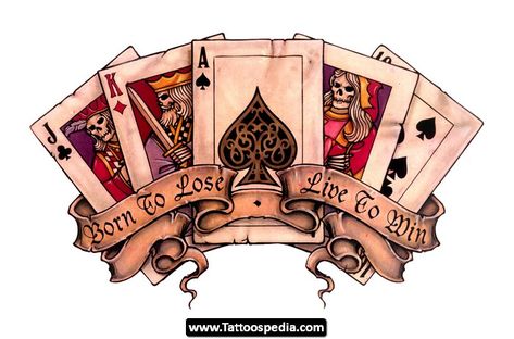 . Royal Flush Tattoo, Pin Tattoo, Tato 3d, Born To Lose, Tato Flash, Sterling Archer, Card Tattoo Designs, Royal Flush, Flash Tattoo Designs