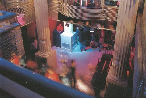 80s Nightclub Aesthetic, 1980s Nightclub, 80s Nightclub, 80s Club, 80s Interior Design, Miami Nightlife, 80s Interior, Retro Interior Design, Glass Brick