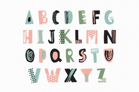 Funky Alphabet, Stylized Letters, English Alphabet, Alphabetical Order, Adhesive Tape, Zip File, Adobe Illustrator, White Background, Different Colors