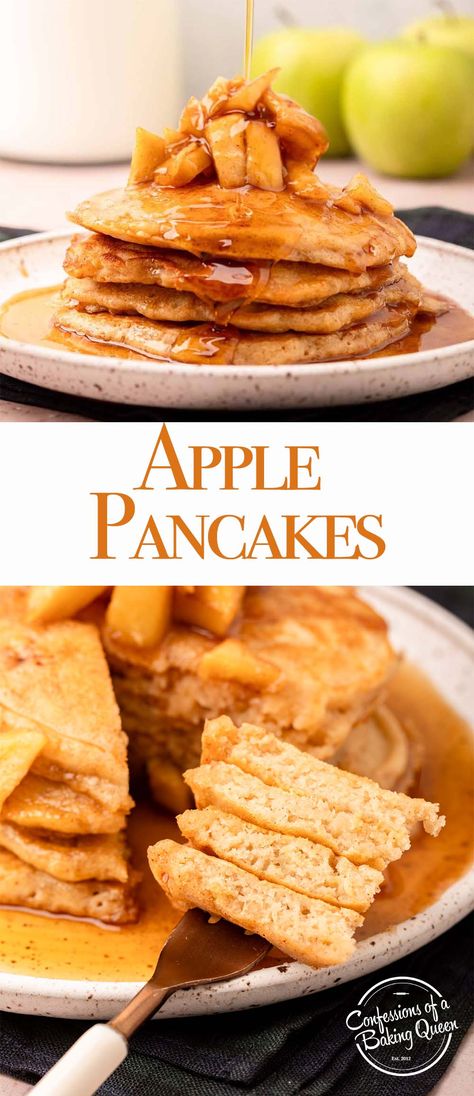 Looking for a tasty breakfast option? Try this delicious apple pancakes recipe! Made with fresh apples and warm spices, these pancakes are the perfect way to start your day. Fresh Apple Pancakes, Apple Spice Pancakes, Apple Pancakes German, The Best Pancake Recipe, Pear Waffles, Apple Topping For Pancakes, Apple Pancakes Healthy, Chocolate Breakfast Recipes, Applesauce Pancakes