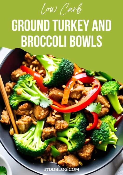 Low Carb Ground Turkey and Broccoli Bowls are family friendly, easy to make and use simple ingredients Ground Turkey Broccoli Cauliflower Recipes, Cauliflower Ground Turkey Recipes, Turkey Low Calorie Recipes, Healthy Ground Turkey Skillet Recipes, Broccoli Turkey Recipes, Ground Turkey Recipes Keto Low Carb, Ground Turkey And Broccoli Recipes Keto, Turkey Broccoli Stir Fry, Ground Turkey Meal Prep Low Carb