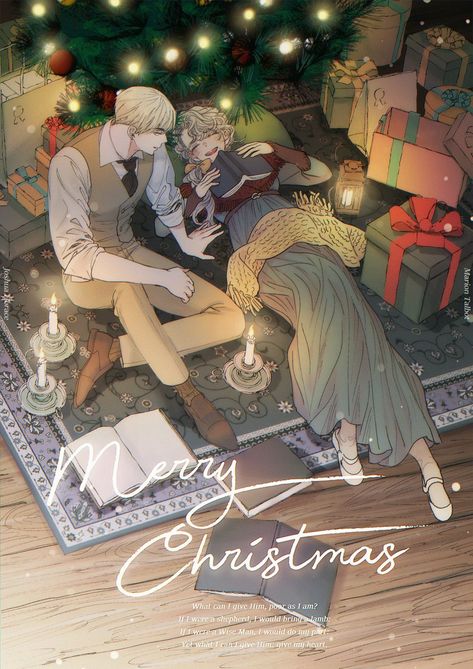 Christmas Couple Anime, Christmas Romance, Christmas Cover, Anime Christmas, Romance Art, Married Christmas, Manga Couples, Christmas Couple, Couple Drawings