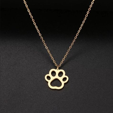 Cat Paw Necklace, Cat Footprint, Animal Footprints, Engagement Necklaces, Color Dorado, Metal Necklaces, Stainless Steel Necklace, Steel Jewelry, Stainless Steel Jewelry