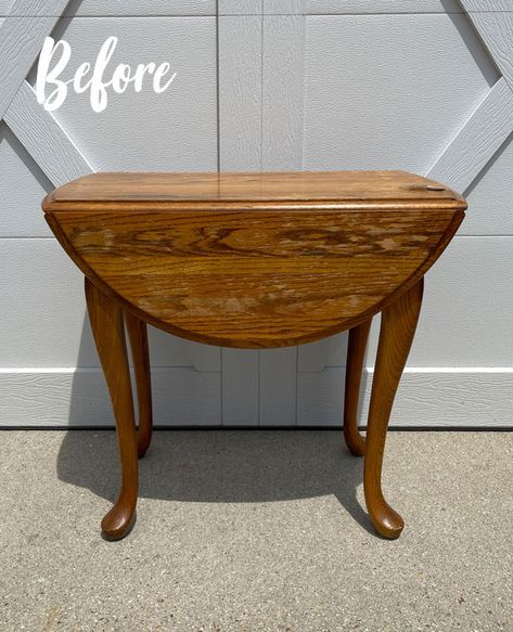 Vintage End Table Makeover, Vintage Drop Leaf Table, Drop Leaf Side Table, Upcycle Crafts, Best Of 2022, End Table Makeover, Side Table Makeover, Oak End Tables, Coffee Table Makeover