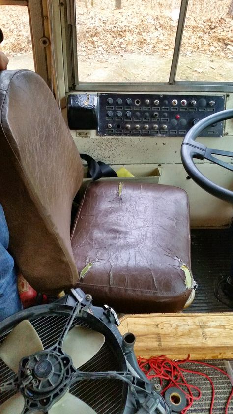 I took my sewing machine from Los Angeles to Atlanta so I could complete some projects for our converted school bus. This is the old vinyl bus seat before I recovered it. Schoolie. Skoolie. Bus love. Curtains. RV Living. School Bus Seats Repurposed, Bus Seat Background, Refurbished School Bus, Bus Window Seat Photography, Bus Seat, School Bus Nostalgia, Converted School Bus, Bus Living, The Bus