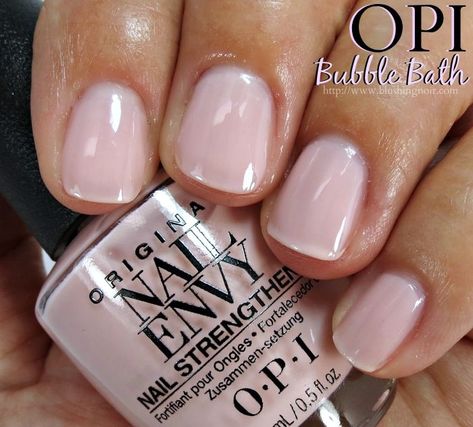 OPI Bubble Bath Nail Polish Swatches // Nail Envy Colors Collection Bubble Bath Nail Polish, Neutral Pedicure, Opi Bubble Bath, Wedding Nail Polish, Opi Nail Envy, Nail Polish Swatches, Pedicure Colors, Nail Colour, Finger Nails