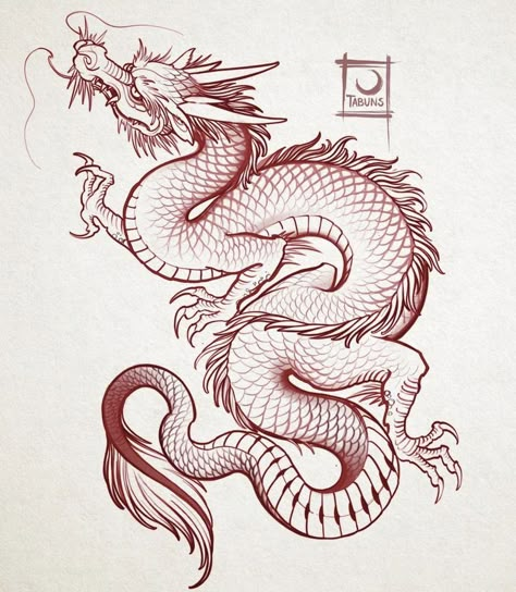 Red Dragon Tattoo Design, Dragon Tattoo Outline, Dragon Tattoo Stencil, Dragon Tattoo Drawing, Asian Dragon Tattoo, Dragon Tattoo Sketch, Drawing Dragon, Red Dragon Tattoo, 16 Tattoo