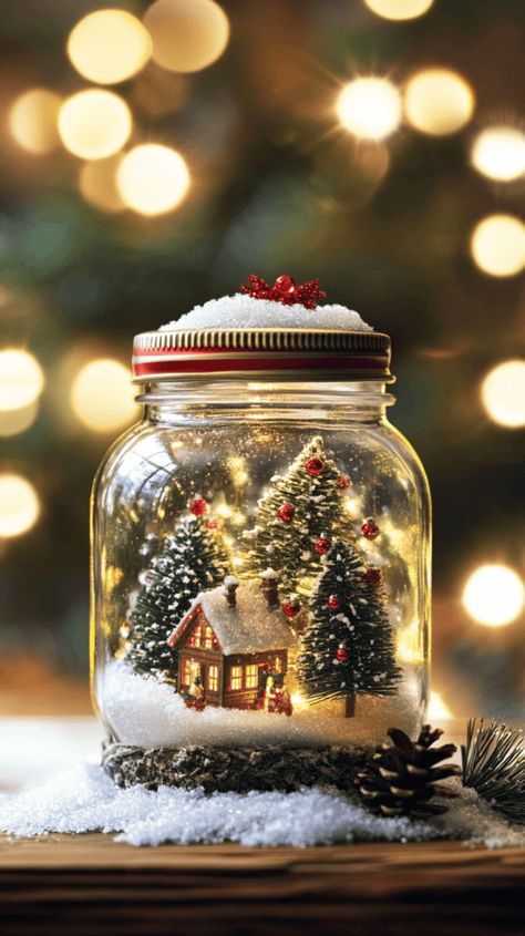 Lighted Snow Globes Diy, Diy Mason Jar Snow Globes, How To Make Snow Globes, Diy Snowglobe Ornament, Snow Globe Diy Kids, Snow Globe Ideas, Making Snow Globes, Snow Globes Diy, Jar Snow Globes