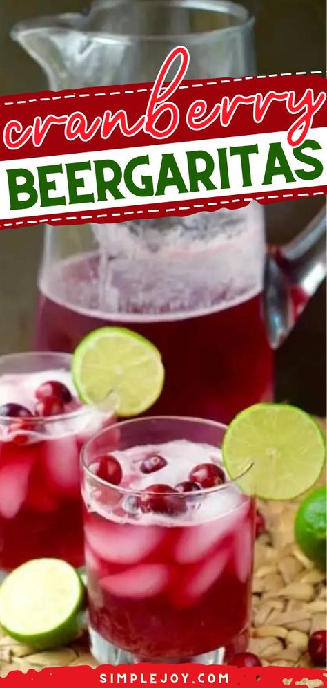 Cranberry Beergaritas, christmas, holidays, easy cocktail recipes, drinks Beergarita Recipe, Pitcher Margarita Recipe, Christmas Fun Ideas, Easy Cocktail Recipe, Cranberry Margarita, Pitcher Cocktails, Easy Christmas Recipes, Cool Cocktails, Easy Punch