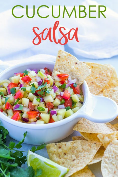 Cucumber Salsa Recipe, Cucumber Salsa, Salads Pasta, Salsa Recipes, Healthy Tacos, Cucumber Recipes Salad, Cucumber Recipes, Pasta Salads, Fresh Salsa