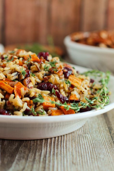 Roasted Sweet Potato Cranberry Wild Rice Salad Cranberry Wild Rice, Sweet Potato Cranberry, Wild Rice Salad Recipe, Roasted Vegetable Medley, Sweet Potato Rice, Wild Rice Recipes, Rice Salad Recipes, Parmesan Roasted Potatoes, Baked Butternut Squash