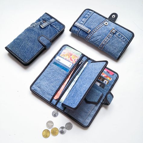 Tas Vintage, Mochila Jeans, Denim Wallet, Sac Diy, Diy Wallet, Diy Bags Purses, Denim Purse, Denim Ideas, Cute Wallets