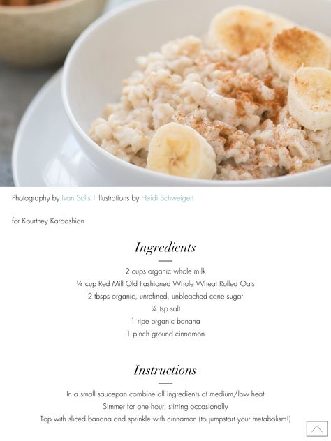 Kourtney Kardashian Oatmeal recipe Kardashian Meals, Kardashian Food, Fueling Foods, Kourtney Kardashian Diet, Kardashian Diet, Celebrity Recipes, Meal Options, Fitness Pal, Eating Breakfast