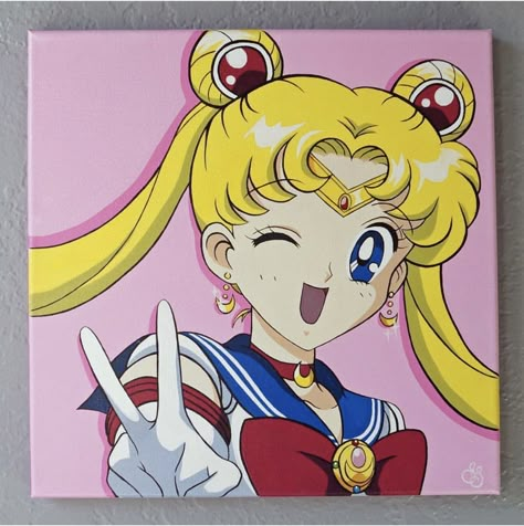 Sailor Moon Painting, Moon Painting Ideas, Moon Acrylic Painting, Saylor Moon, Moon Acrylic, Anime Canvas Painting, Arte Sailor Moon, Sailor Moon Stars, Sailor Moon Usagi