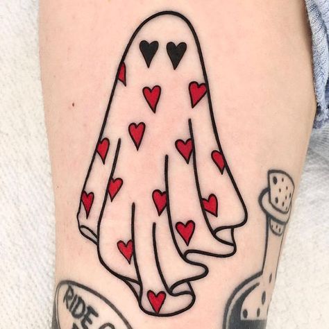 Ghost Tattoo, Patchwork Sleeve, Harry Potter Tattoos, Spooky Tattoos, Heart Tattoo Designs, Tattoo Portfolio, Old Tattoos, Up Tattoos, Halloween Tattoos