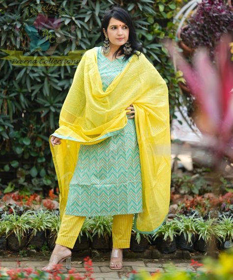 Zig Zag Print, Zigzag Pattern, Cotton Dupatta, Cotton Kurti, Zig Zag Pattern, Colour Combination, Cotton Set, Churidar, Spring Season