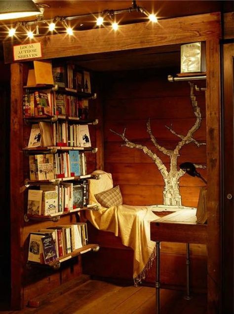 This cozy reading nook: | The 30 Best Places To Be If You Love Books Corner Ideas, Book Corner, Bedroom Cozy, Home Libraries, Cozy Reading Nook, Design Del Prodotto, Cozy Nook, Reading Room, Home Library