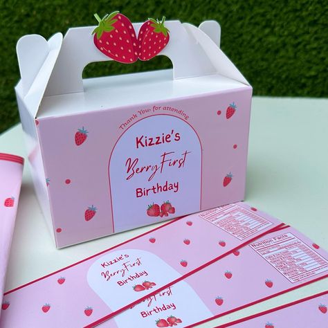 Berry First Birthday🍓 Berry First Birthday Goodie Bags, Berry First Party Favors, Berry First Birthday Party Favors, Birthday Party Box, First Birthday Party Favor, Birthday Goodie Bags, Birthday Labels, 1st Birthday Party Decorations, Birthday Items