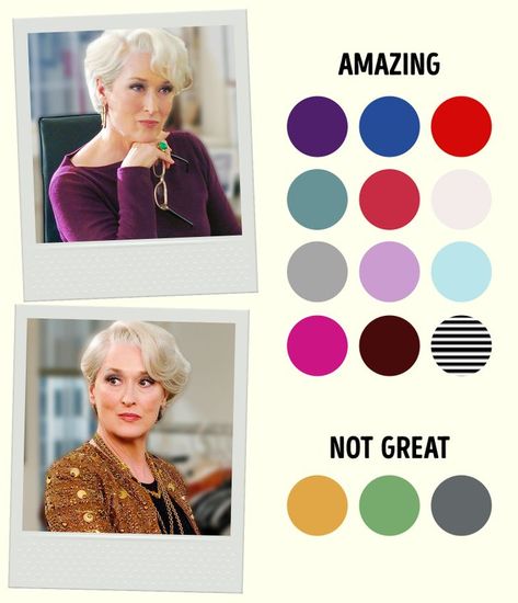 How to Match Your Clothes Like a Pro According to Your Hair Color Hair Color Bright, Colours That Go With Grey, Grey Hair And Makeup, White Hair Color, Salt And Pepper Hair, Grey Hair Inspiration, Winter Typ, Bright Hair Colors, Summer Color Palette