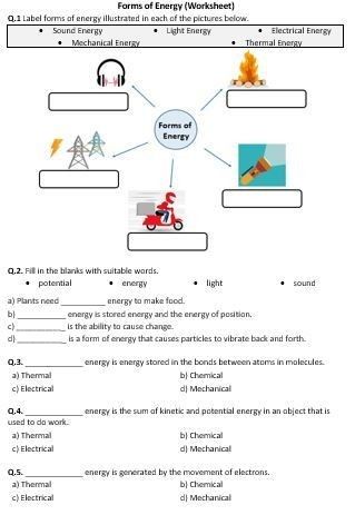 Energy Worksheets Grade 4, Cambridge Primary, Forms Of Energy, Science Electricity, Types Of Energy, Energy Forms, Science Stations, Second Grade Science, Science Classroom Decorations