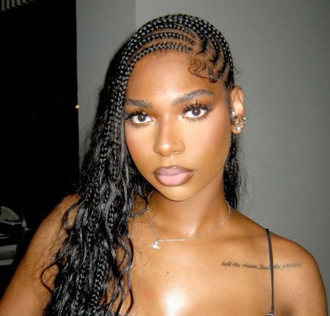 Unique Cornrow Hairstyles, Side Part Fulani Braids, Hair Black Women Braids, Fire Makeup, Black Women Braids, Summer Braids, Women Braids, Hair Black Women, Vacation Hairstyles