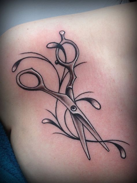 Hair Scissors Tattoos | Tattoos Hair Dresser Scissors Tattoo Sewing Hair Scissor Tattoos, Scissor Tattoo, Cosmetology Tattoos, Shears Tattoo, Tattoo Lower Back, Hairdresser Tattoos, Hairstylist Tattoos, Rain Tattoo, Cosmos Tattoo