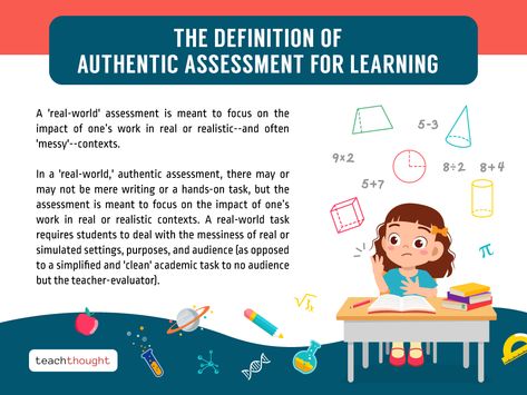 The Definition Of Authentic Assessment For Learning Authentic Assessment, Assessment For Learning, School Testing, Academic Achievement, Educational Leadership, Standardized Testing, Self Assessment, Create Words, Math Teacher