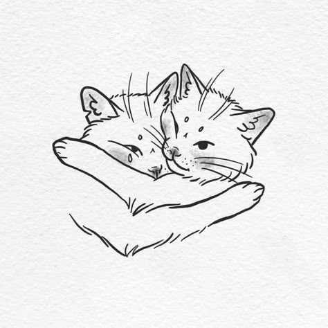 Two Cats Tattoo, Cat Tatoos, Kitten Tattoo, Regnul Animal, Kawaii Tattoo, Cat Tattoo Designs, Posca Art, Cute Tiny Tattoos, Minimalist Tattoos