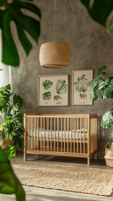 41 Tranquil Gender-Neutral Nursery Designs: Chic & Inclusive Spaces for Every Baby - Wellness Wink Natural Wood Crib Nursery, Nursery Safari Theme, Unisex Baby Room, Nautical Theme Nursery, Gender Neutral Nursery Design, Nursery Design Neutral, Shared Nursery, Jungle Themed Nursery, Safari Animal Wall Art