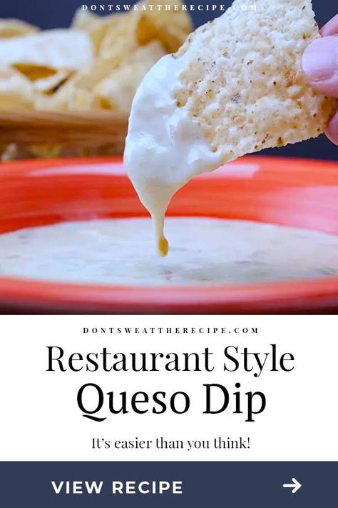 Restaurant Queso Recipe, Restaurant Style Queso, Restaurant Queso, Queso Dip Mexican, Queso Dip Crockpot, Mexican Queso, Mexican White Cheese Dip, Cheese Dip Crock Pot, Crock Pot Queso