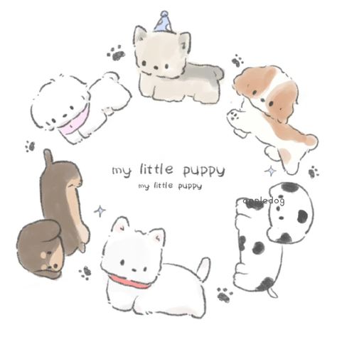 Puppy Drawing Cute, Puppy Doodle, Paw Wallpaper, Bunny Room, Puppy Drawing, Animal Doodles, Cute Headers, Cute Doodles Drawings, Cute Kawaii Drawings