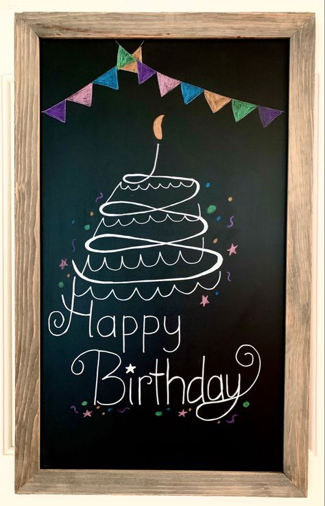 Feltboard Ideas, Pizarras Ideas, Chalkboard Bible Verses, Happy Birthday Chalkboard, Birthday Chalkboard Art, Happy Birthday Drawings, Blackboard Art, School Board Decoration, 36th Birthday