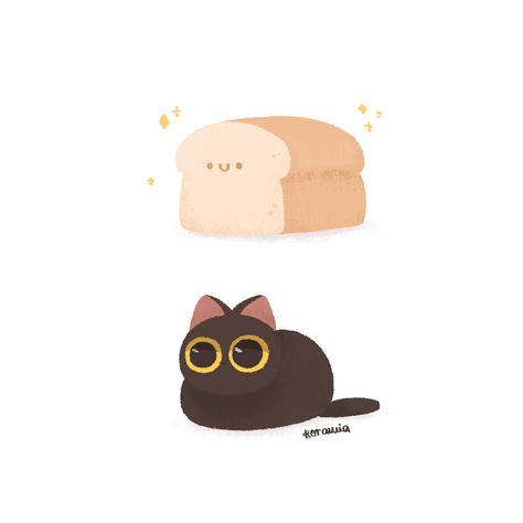 Loaf mode activated! By Korawia Cat Loaf Drawing Reference, Cat Loafing Drawing, Cat Loaf Illustration, Cat Bread Drawing, Cat Loaf Drawing, Cat Bread Loaf, Splatoon Reference, Cat Drawing For Kid, Bread Cat