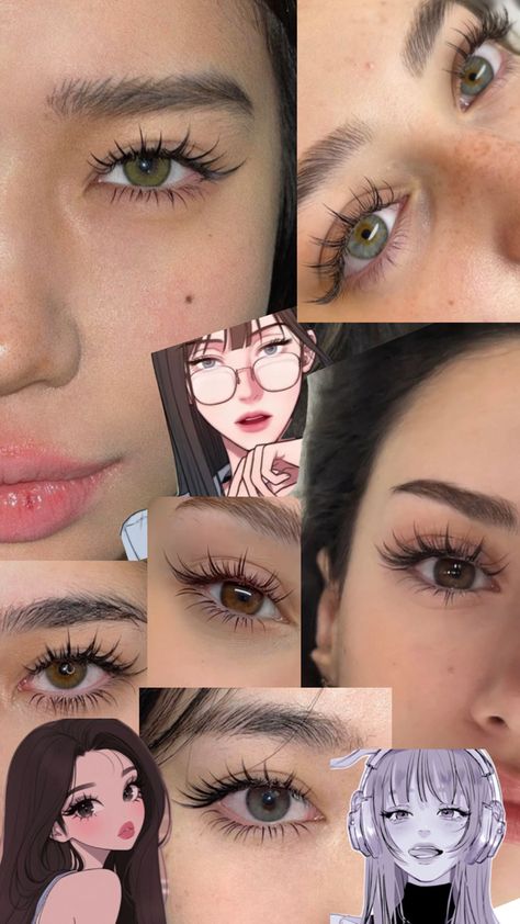 Anime lashes Anime Lashes, Eyelash Extensions, Eyelashes, Lashes, Makeup, Anime, Make Up