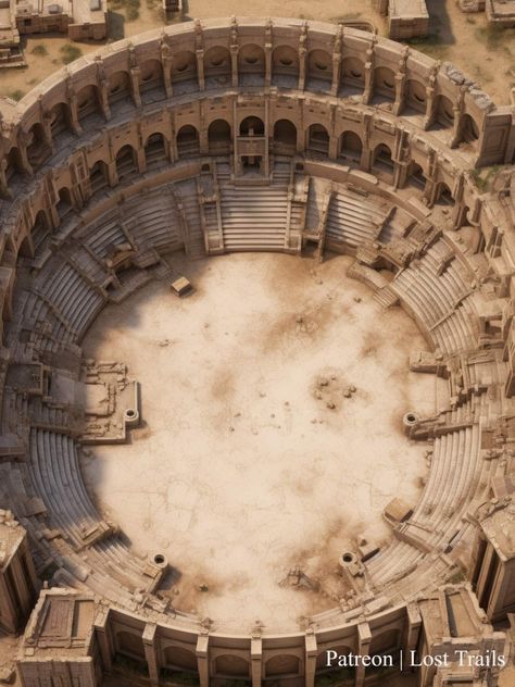 Fantasy Arena Art, Dnd Colosseum, Arena Battlemap, Future Stadium, Arena Concept Art, Arena Aesthetic, Arena Drawing, Fantasy Arena, Arena Map