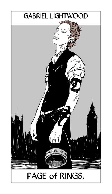 Cassandra Jean - Shadowhunter Tarot - Page of Rings (Gabriel Lightwood) Gabriel Lightwood, Instrument Families, Cassandra Jean, Shadowhunter Academy, Shadowhunters Series, Clockwork Angel, Cassandra Clare Books, Jace Wayland, Isabelle Lightwood