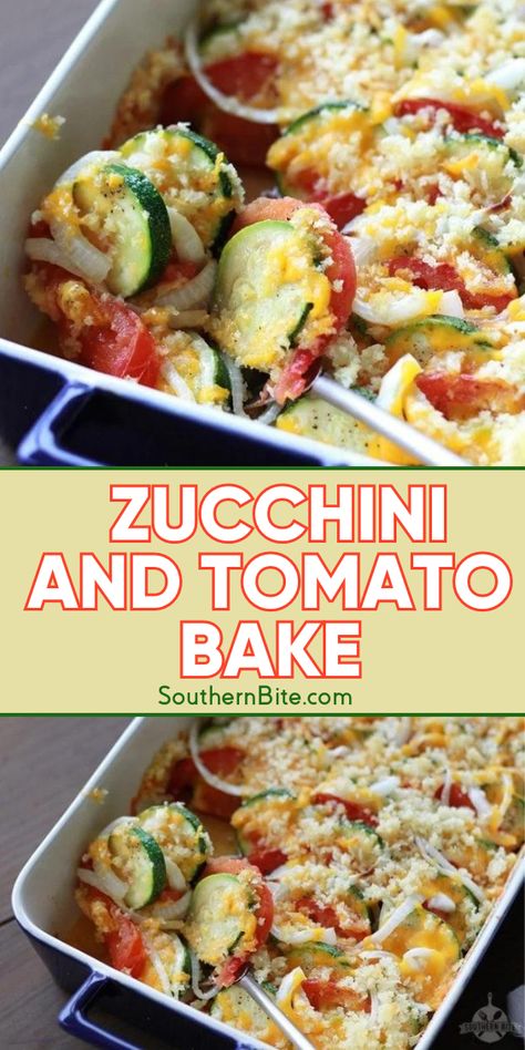 Y’all, this Zucchini and Tomato bake is simple, easy, and delicious and just tastes like summer to me.  If you prefer, you can use yellow summer squash in place of the zucchini, but you’ll lose some of that pretty color.  Y’all enjoy! Squash And Tomatoes Recipes, Zucchini Summer Squash Tomato Bake, Zucchini And Tomato Bake, Zucchini Tomato Recipes, Yellow Squash And Zucchini Recipes, Zucchini And Yellow Squash Recipes, Yellow Zucchini Recipes, Baked Summer Squash, Baked Tomato Recipes