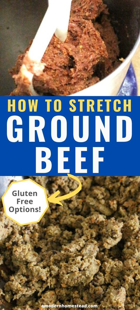 Learn how to stretch your ground beef and make it last longer than ever! Turn 1 pound of ground beef into 2 pounds with this simple method for adding healthy fillers to ground beef! Gluten free options! #Recipes #FromScratchRecipes #FrugalLiving #SavingMoney Stretch Ground Beef, Ground Beef Gluten Free, Today Recipes, Frugal Cooking, Jimmy Dean, Homemade Ranch, Easy Homemade Recipes, Tiny Food, Frugal Meals