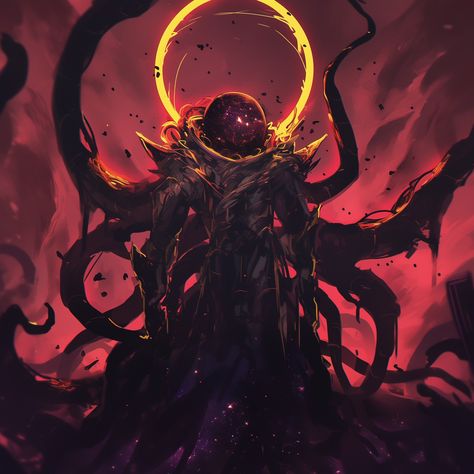 Lovecraftian God #ninja #demon #cool #characterdesign #fantastic #artwork #fantasy #aiart #digitalart #dailyart #artifialintelligence #digitalartist #midjourney #midjourneyart #myth #mythology #mythical #conceptart #swordsman Eldritch Boyfriend, Eldritch Angel, Demon Powers, Primordial Gods, Dark God, Cosmic Entity, Arcane Magic, Dark Creatures, Dark Arts