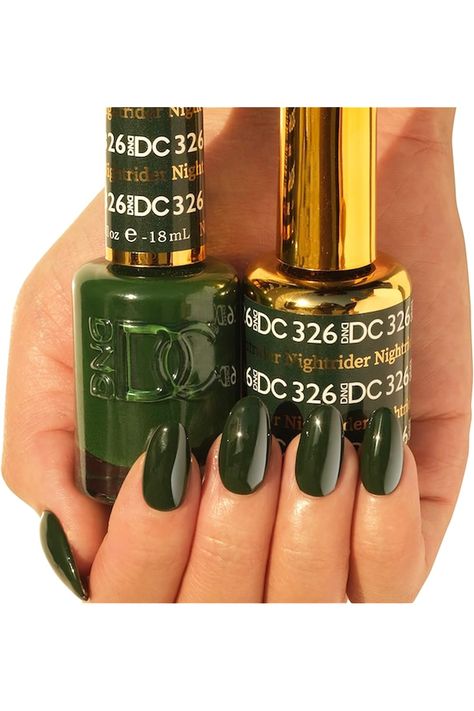 DND DC Gel Polish Set - 1 each of Green Gel Polish and Green Nail Polish, 326 Nightrider, 0.5 Fl Oz Dnd Green Gel Polish, Green Nails Fall, Dnd Green, Dnd Gel Polish Colors, Green Gel Polish, Blue Gel Polish, Dnd Gel Polish, Green Polish, Hard Nails