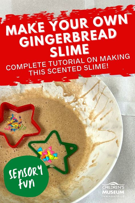 This scented gingerbread slime recipe is perfect for a last minute holiday STEM project. Make your own gingerbread slime with this recipe. Gingerbread Slime, Holiday Stem Activities, Sensory Slime, Holiday Stem, Stem Activity, Winter Activities For Kids, Christmas Activities For Kids, Stem Projects, Childrens Museum