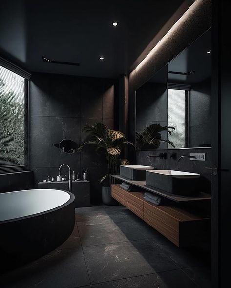 Modern Black Bathroom Design: A Timeless Elegance All Black Bathroom, Modern Black Bathroom, Bathroom Design Black, Dark Bathrooms, Home Office Inspiration, Contemporary Bathroom Designs, Modern Kitchen Design Luxury 2020, Kitchen Design Modern White, Modern Kitchen Design Luxury