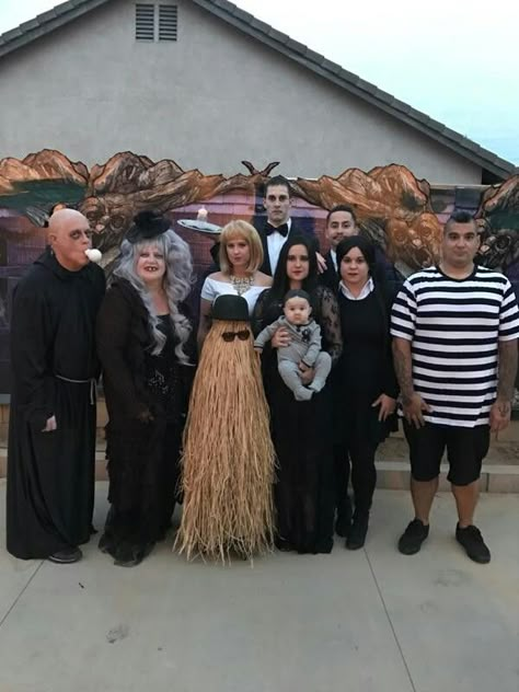 Addams Family Costume Adams Family Granny Costume, Addams Family Costumes Group, Adams Family Hand Costume, Adam’s Family Costumes Family, Adam’s Family Family Costume, Addams Family Grandma Costume, Adams Family Costume Ideas, Grandma Addams Costume, Thing Costume Addams Family