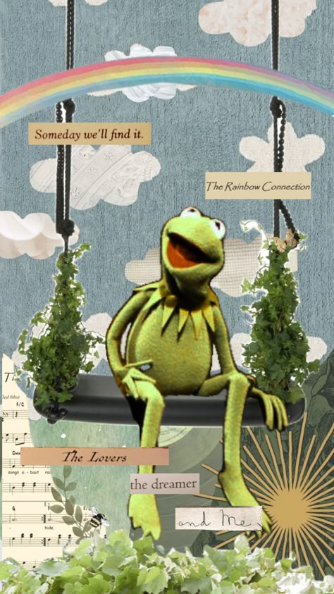 #kermit #kermitthefrog #green #wallpaper #rainbowconnection #quotes #muppets Frog Wallpaper, Computer Wallpaper Desktop Wallpapers, Rainbow Connection, The Muppet Show, Iphone Wallpaper Pattern, Kermit The Frog, Jim Henson, The Frog, Green Wallpaper