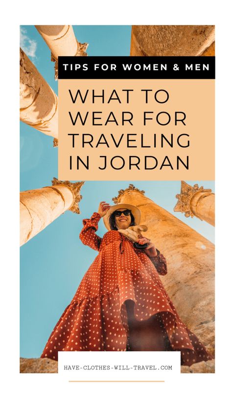 HOW TO DRESS CONSERVATIVELY YET STYLISHLY FOR TRAVELING IN JORDAN // Tips for how to dress in Jordan for both men and women. #jordan #TRAVELTIPS #TRAVEL Man Traveling, Woman Tips, Jordan Travel, Muslim Countries, Hair Cover, Packing List For Travel, Travel Stuff, Packing Tips For Travel, What To Pack