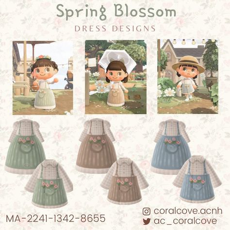 Summer Cottagecore Outfits, Acnh Dresses, Cottage Core Animal Crossing, Acnh Custom Design, Acnh Fashion, Cottage Core Clothes, Cottage Core Outfit, Cottagecore Animal Crossing, Clothing Codes