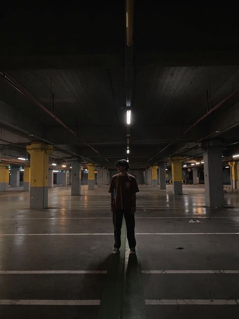 Car Parking Photoshoot, Car Park Photography, Parking Lot Photography, Parking Garage Photoshoot Guys, Car Park Shoot, Underground Parking Photoshoot, Parking Poses, Car Garage Aesthetic, Parking Photoshoot Ideas