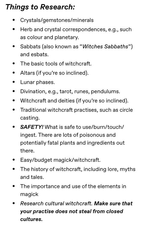 Basic Witch Supplies List, Witchy Information, How To Know What Type Of Witch You Are, Witch Beginner Tips, Witch House Tips, Eclectic Witch Beginner, Tips For Baby Witches, New Witch Tips, Tech Witchcraft