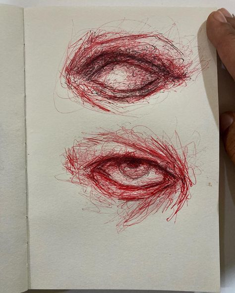 Red Eyes Drawing, Gory Eye Drawing, Eye Drawing Creepy, Eyes Art Creepy, Creepy Eye Sketch, Gore Eyeball Drawing, Body Base Drawing, Scribble Art, Pen Art Drawings